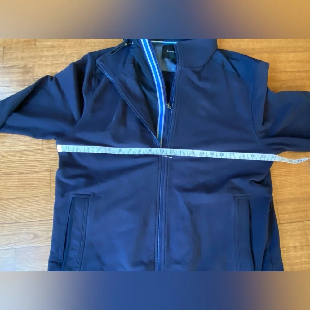 Banana Republic ST false front Dark Blue Hooded double zip Jacket Men’s Large